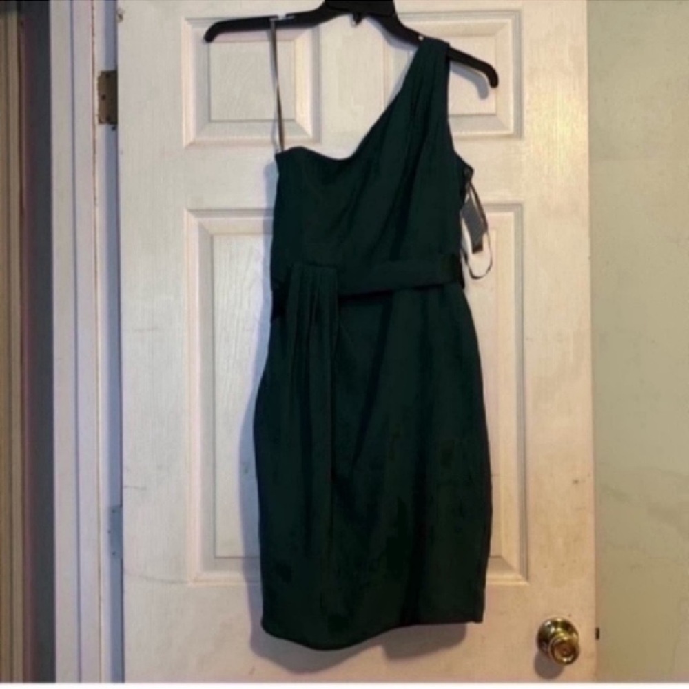 White by Vera Wang Green Asymmetrical One-Shoulder Cocktail Dress